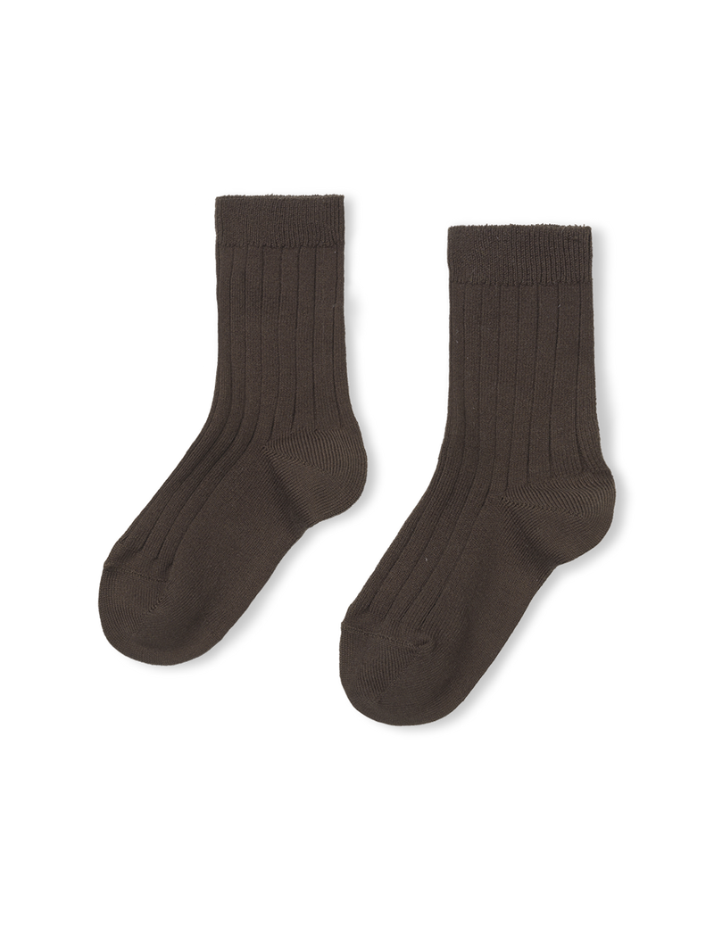 Petit Nord Basic Rib Short Socks Socks Brown 390