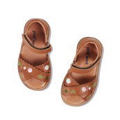 Blooming Clover Scallop Crossover Sandal - Cognac