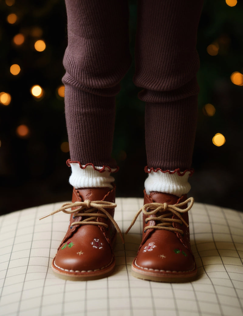 Petit Nord Christmas Scallop Boot Low Boot Shoes Cognac 002