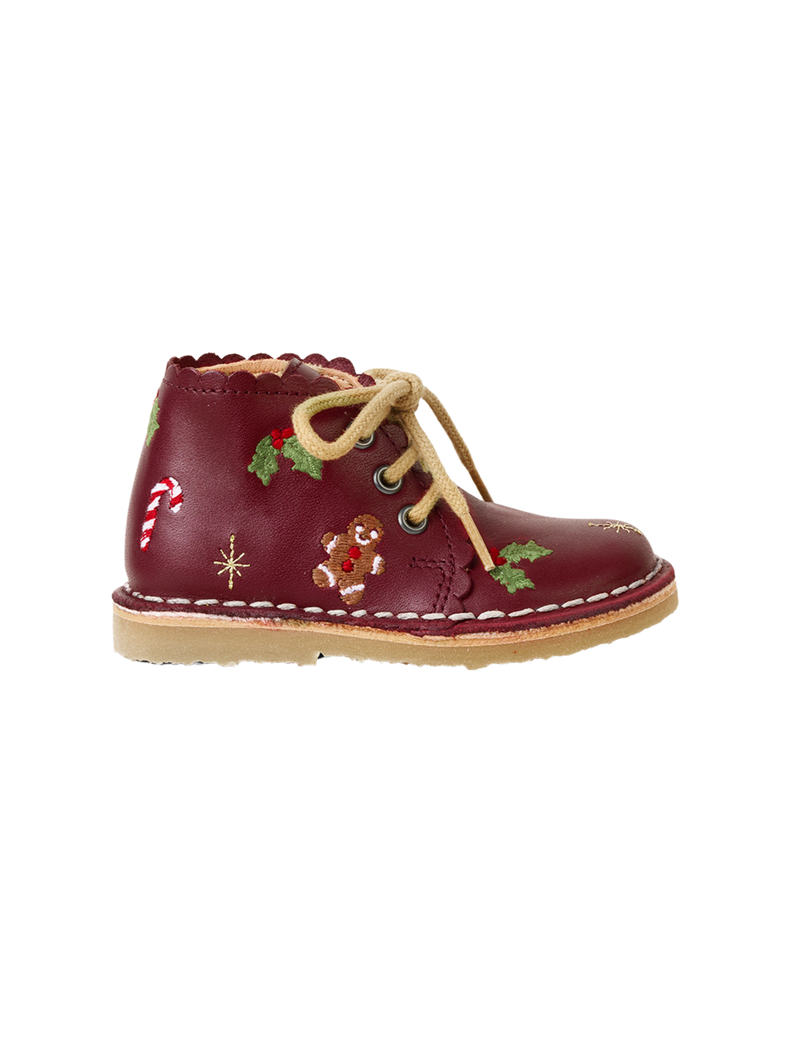 Petit Nord Christmas Scallop Boot Low Boot Shoes Bordeaux 150