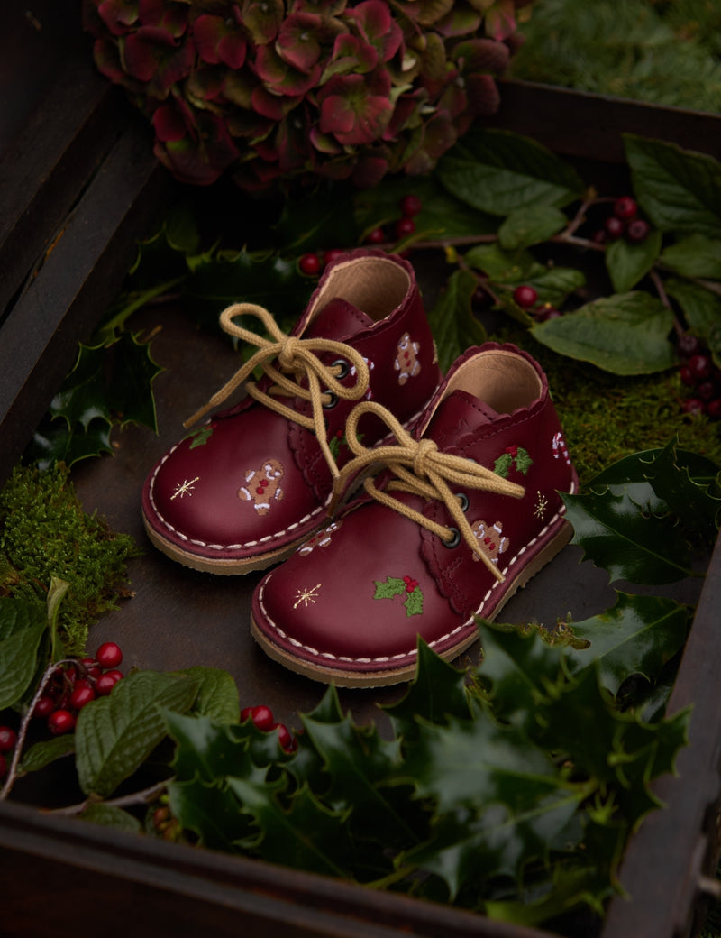 Petit Nord Christmas Scallop Boot Low Boot Shoes Bordeaux 150