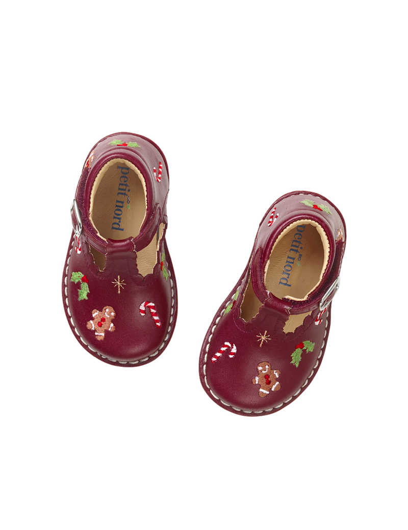 Petit Nord Christmas T-Bar Scallop T-bars and Ballerinas Bordeaux 150