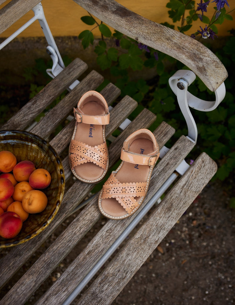 Petit Nord Crossover Scallop Flower Sandals Apricot 086