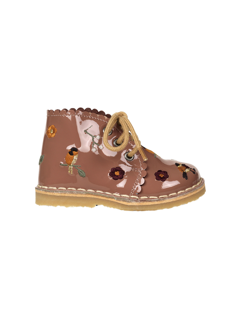 Petit Nord Scallop Boot Birds Boots Rose Clay Patent 091