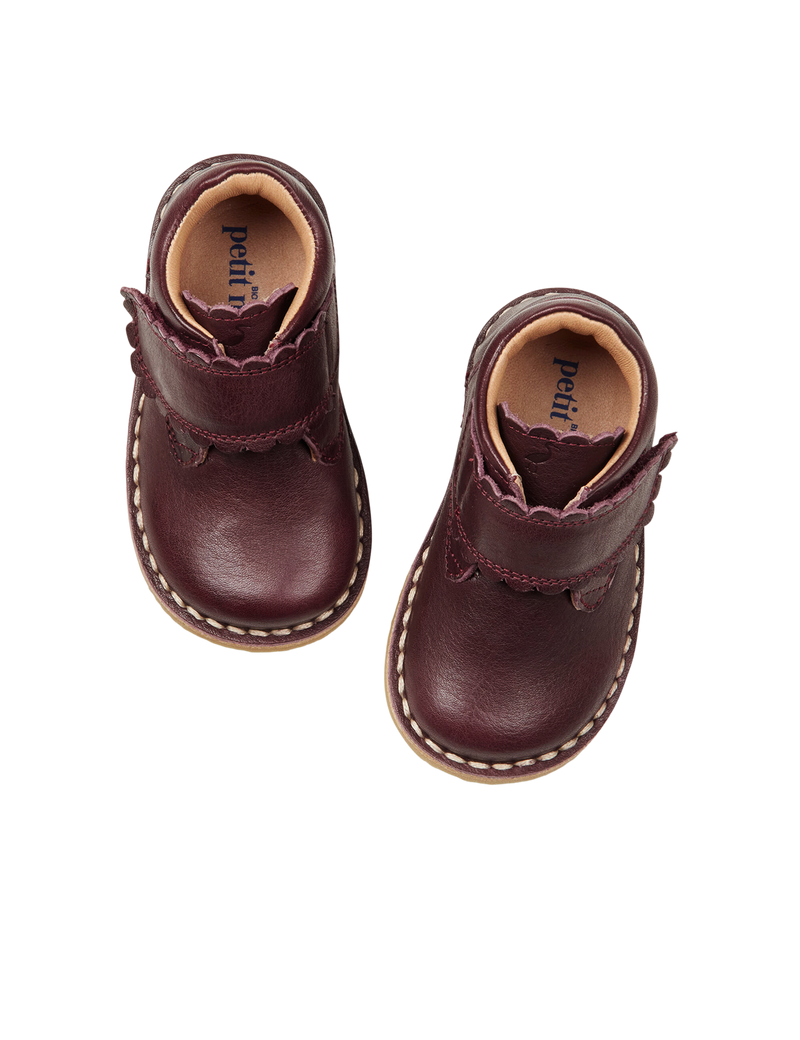 Petit Nord Scallop Velcro Boot Low Boot Shoes Plum 075