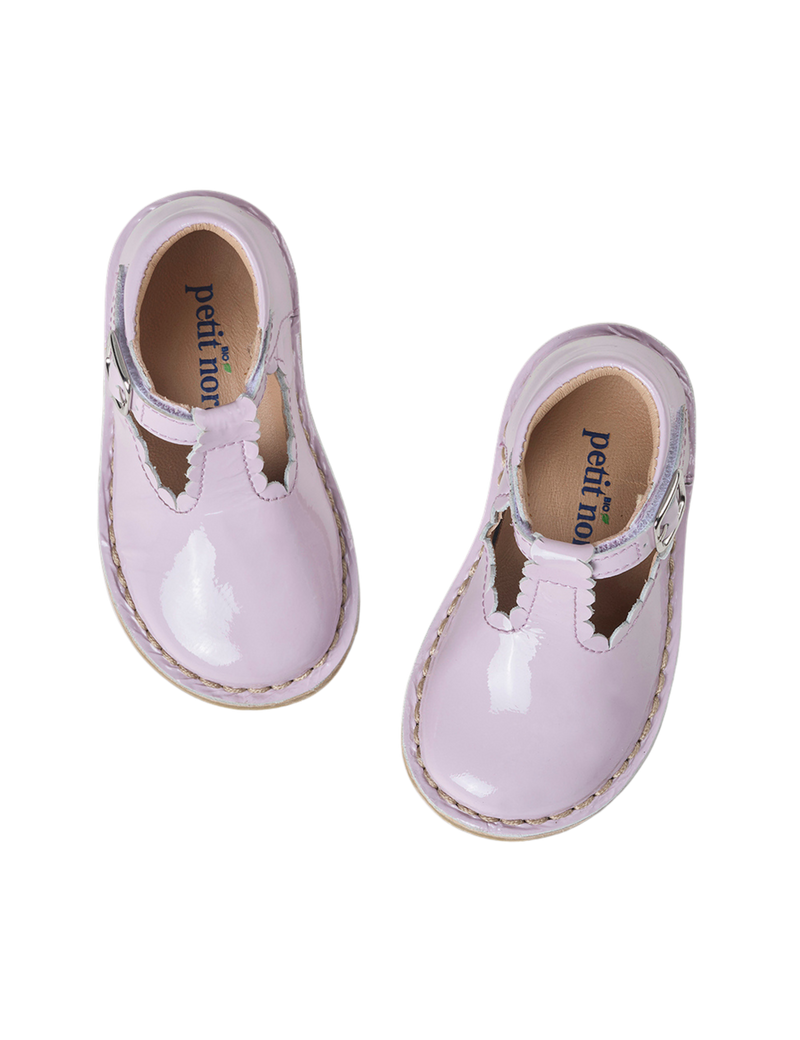 Petit Nord T-Bar Scallop T-bars and Ballerinas Iris Patent 124