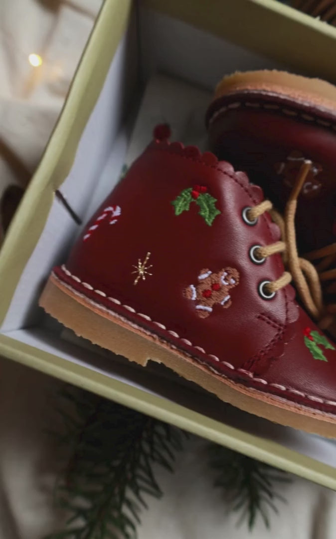 Petit Nord Christmas Scallop Boot Low Boot Shoes Bordeaux 150